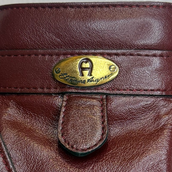 ETIENNE AIGNER SNAP FLEX-FRAME CLOSURE OXBLOOD BURGUNDY CORDOVAN CROSSBODY BAG - Picture 10 of 14